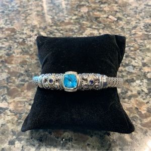 Topaz and Amethyst Silver cable bracelet and earrings